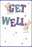 Brimming with cheerful energy, this get well card captures the playful warmth so beloved in Peckham, with a teddy bear and a spirited puppy springing to life as they cradle vibrant, oversized lettering spelling out 'Get Well.' The text, painted in bold indigo and teal, pops joyfully against a background of creamy white that recalls shared laughter in Peckham's sunlit cafés. Twinkling stars in blue and purple hues dance freely across the card, infusing it with hope and the promise of brighter days. The animals' soft, illustrated fur and endearing expressions are crafted with such detail that you can almost sense their gentle nuzzles-a comfort akin to receiving flowers from a nearby shop after a rainy afternoon on Bellenden Road. More than just a card, it's a tender message of recovery and community spirit, thoughtfully designed to deliver genuine kindness and heartfelt encouragement to those you care for in Peckham.